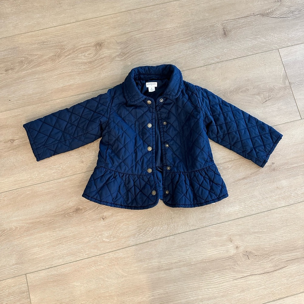 Crewcuts Quilted Navy Peplum Jacket 2T